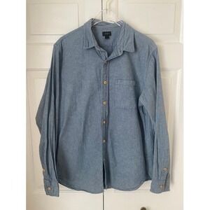 J. Crew Chambray Shirt Mens Medium Blue Long Sleeve Button Down Casual